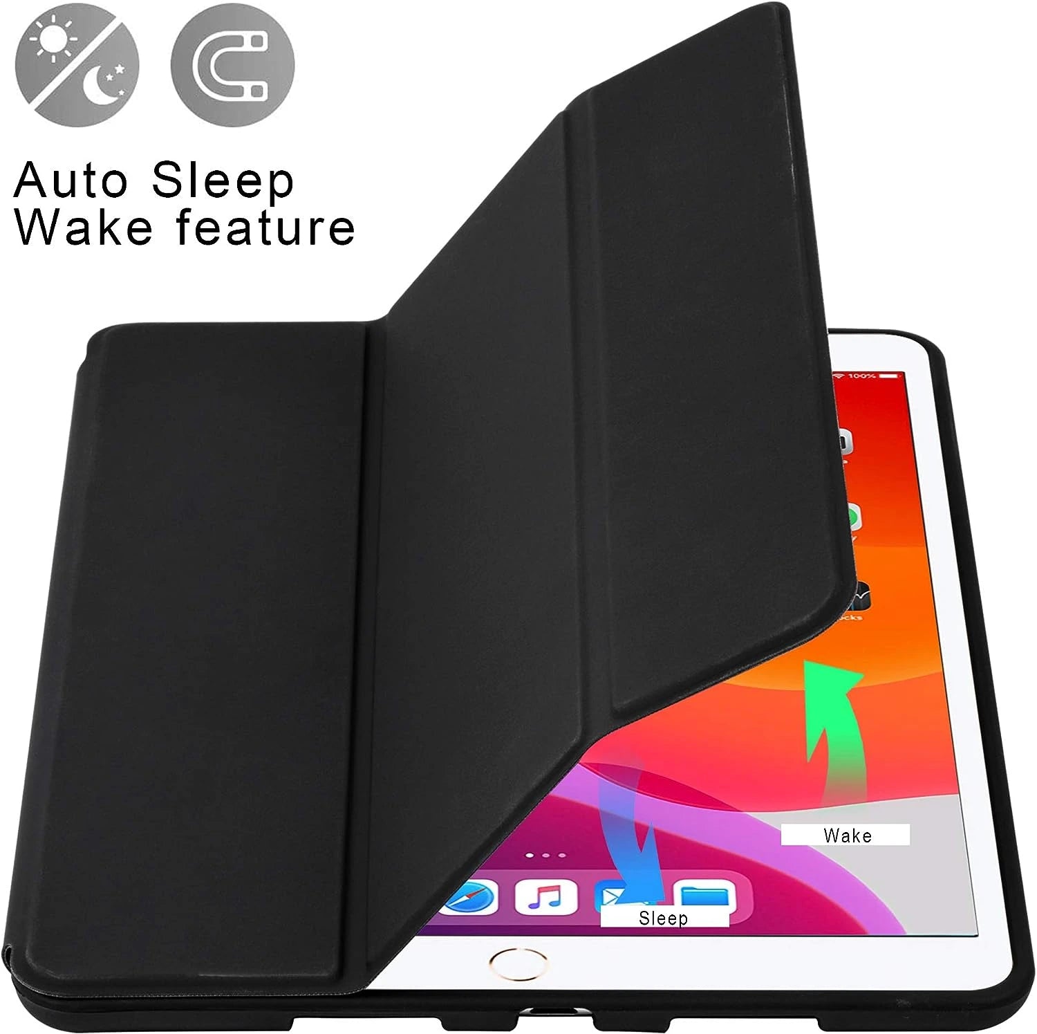 Cover for iPad 9th/8th/7th generation (2021/2020/2019) 10.2 inches compatible with Apple Pencil Black 