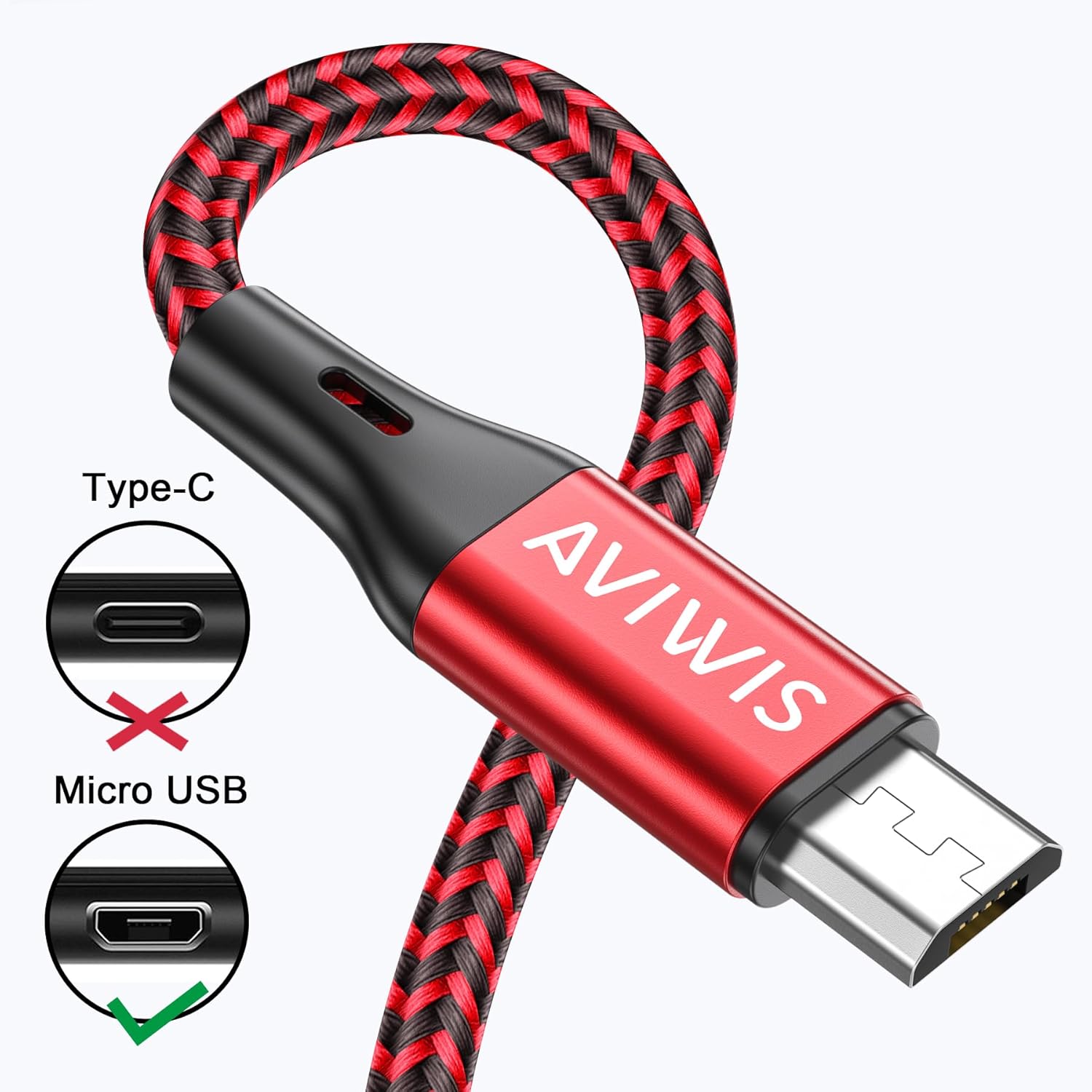 Cabo nylon micro USB 2m