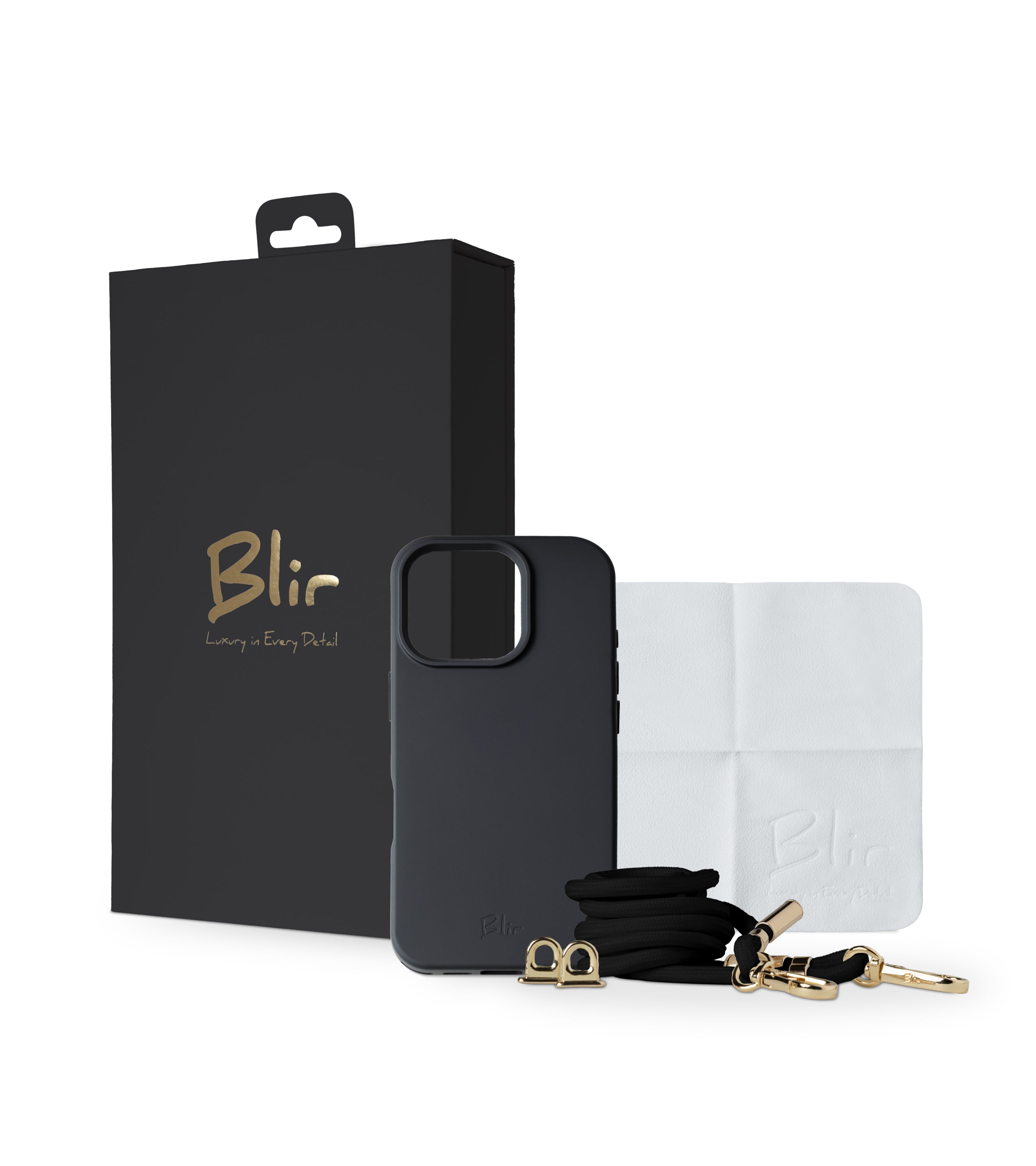 Blir Silhouette Elite - Capa de Silicone com Magsafe com Cordão Removível Preto para Iphone 16 Pro