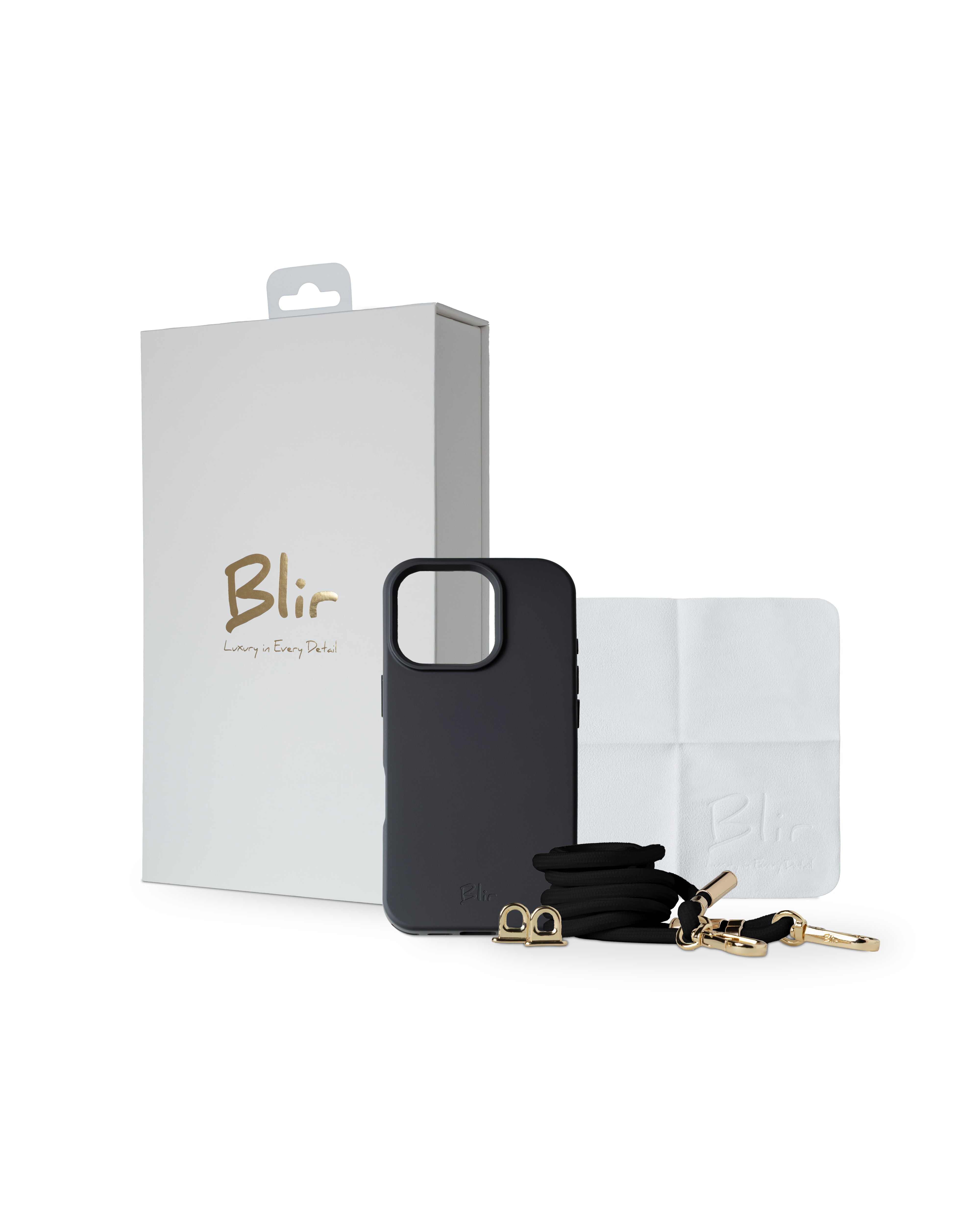 Blir Silhouette Elite - Capa de Silicone com Magsafe com Cordão Removível Preto para Iphone 16 Pro