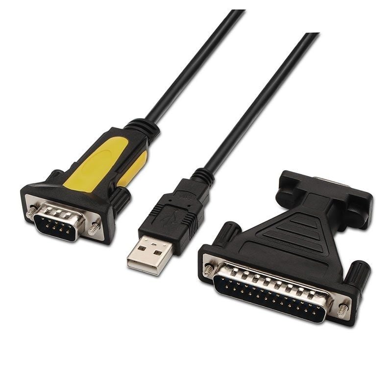 Aisens A104-0039 Cabo Conversor de Impressora / USB Macho - DB9 Macho / 1,8 M / Preto