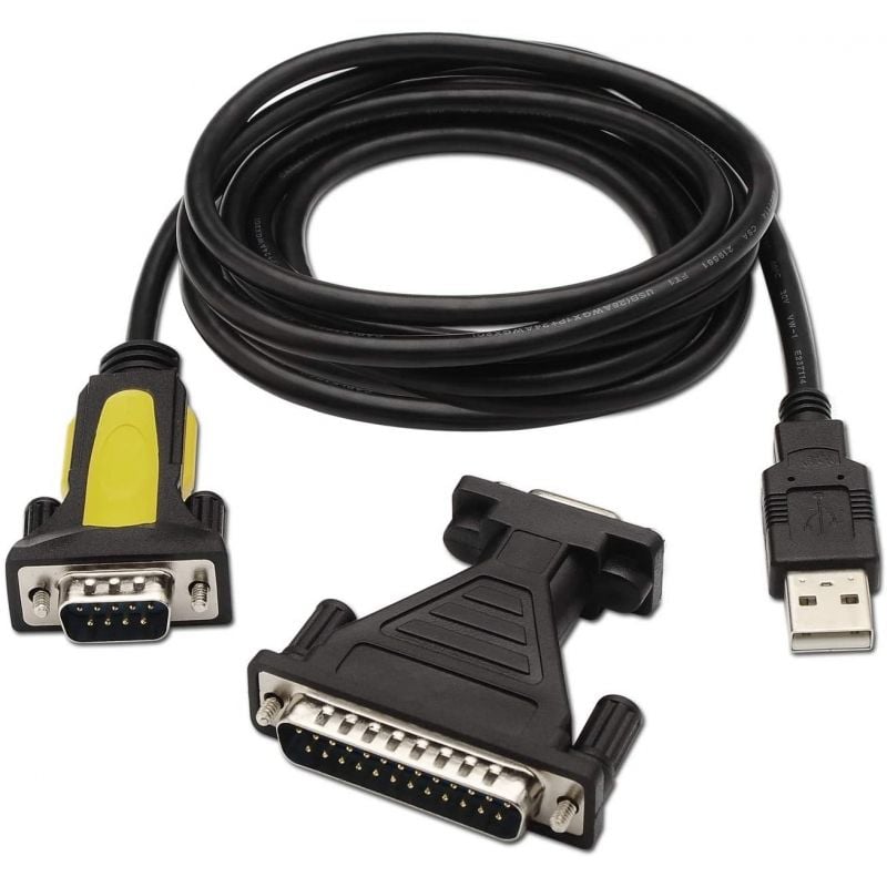 Aisens A104-0039 Cabo Conversor de Impressora / USB Macho - DB9 Macho / 1,8 M / Preto
