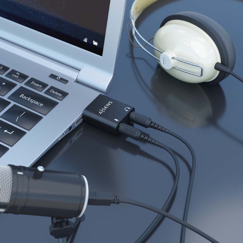 Placa de Som Aisens A106-0768 / USB Macho - 2x Jack 3,5 Fêmea