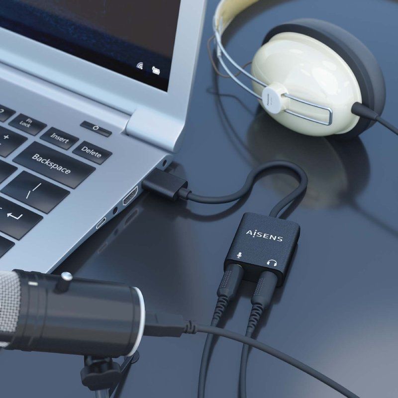 Placa de Som Aisens A106-0769 / USB Macho - 2xjack 3,5 Fêmea