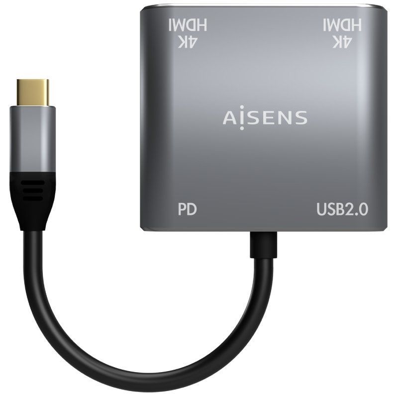 Conversor USB Tipo C Aisens A109-0625 / 2x HDMI 4K SST MST MST Fêmea - USB Tipo C Macho - USB Fêmea…