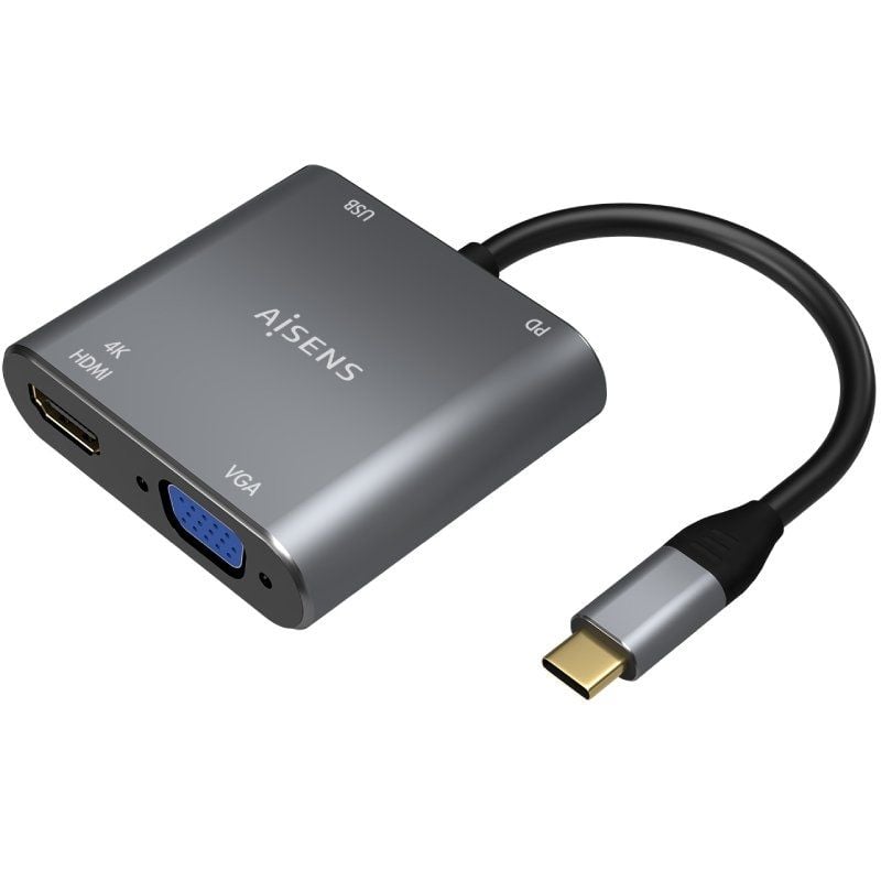 Conversor Aisens A109-0626 / Fêmea HDMI - Fêmea VGA - Macho USB Tipo C - Fêmea USB - Fêmea USB Tipo…