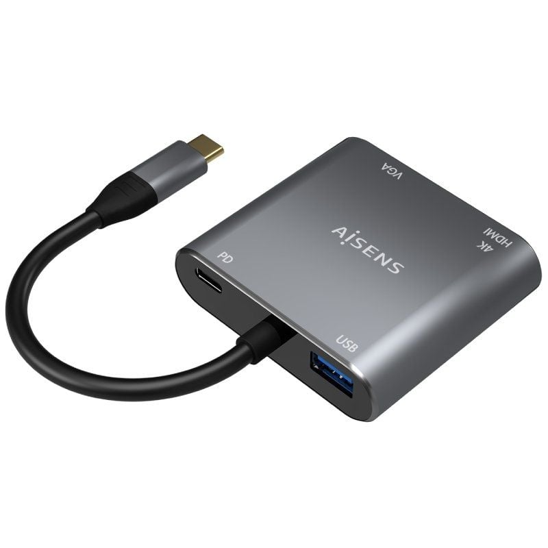 Conversor Aisens A109-0626 / Fêmea HDMI - Fêmea VGA - Macho USB Tipo C - Fêmea USB - Fêmea USB Tipo…
