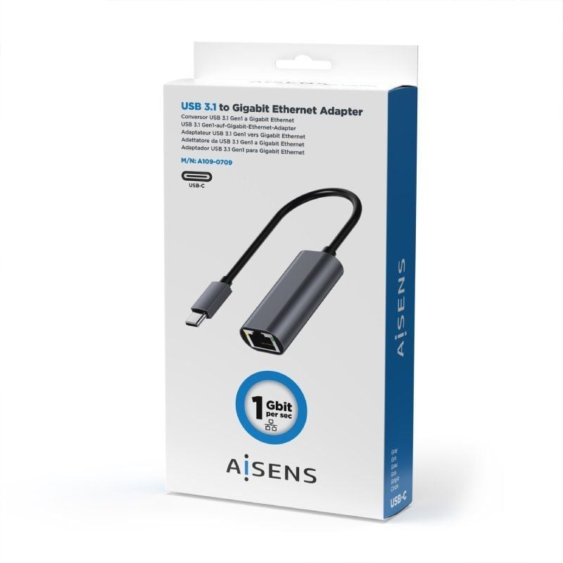 Adaptador USB Tipo C - RJ45 Aisens A109-0709 / 1000mbps
