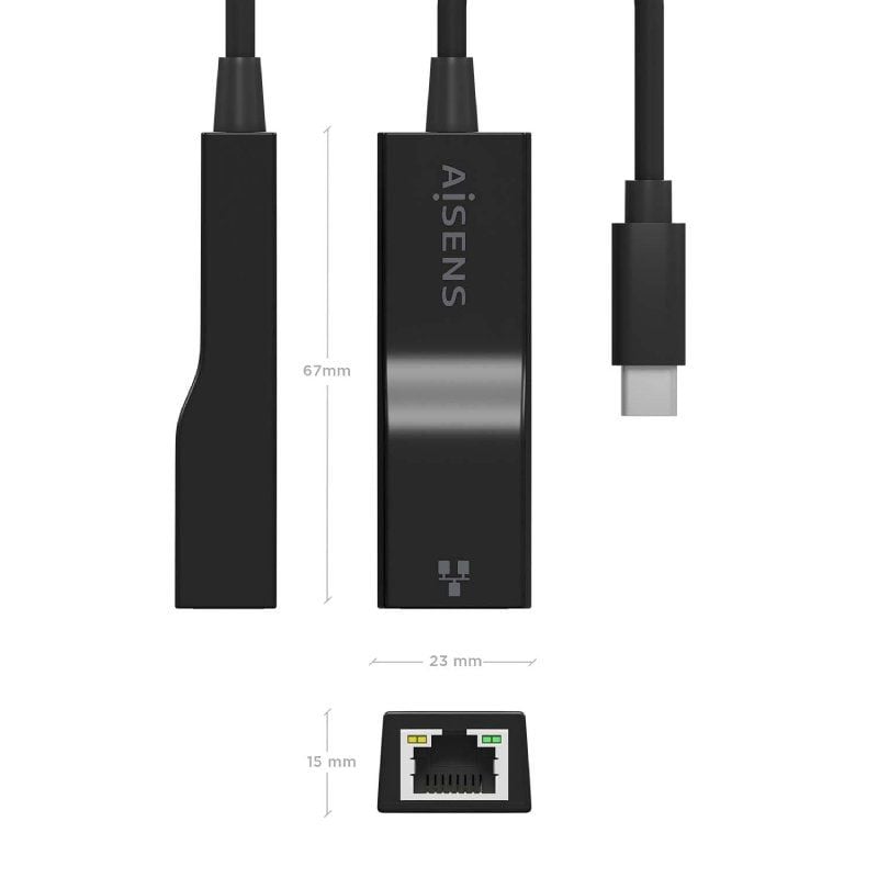Adaptador USB Tipo C - RJ45 Aisens A106-0765 / 1000mbps
