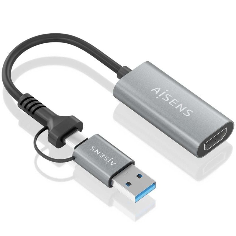 Aisens A109-0913 Conversor HDMI / USB + USB Type-c 3.1 Macho - HDMI Macho / 15cm / Cinzento