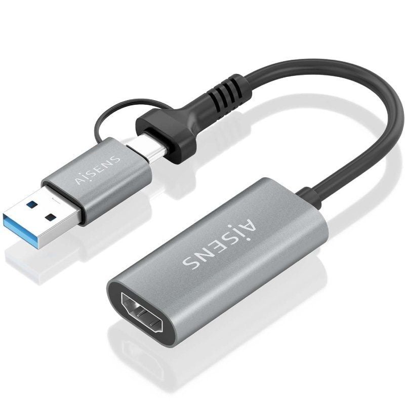 Aisens A109-0913 Conversor HDMI / USB + USB Type-c 3.1 Macho - HDMI Macho / 15cm / Cinzento