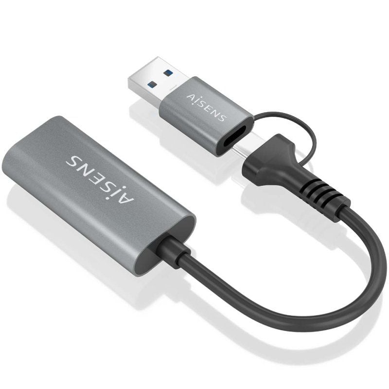 Aisens A109-0913 Conversor HDMI / USB + USB Type-c 3.1 Macho - HDMI Macho / 15cm / Cinzento