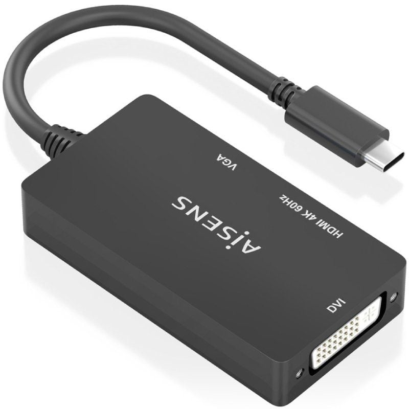 Aisens A109-0954 Conversor HDMI A109-0954 / USB Tipo C Macho - DVI / HDMI / VGA Fêmea / 15cm / Preto