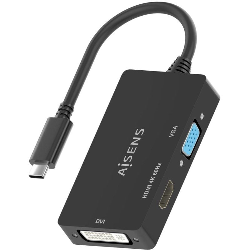 Aisens A109-0954 Conversor HDMI A109-0954 / USB Tipo C Macho - DVI / HDMI / VGA Fêmea / 15cm / Preto