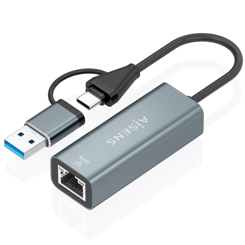 Adaptador USB + USB Tipo C 3.2 - RJ45 Aisens A109-1032 / 1000 Mbps