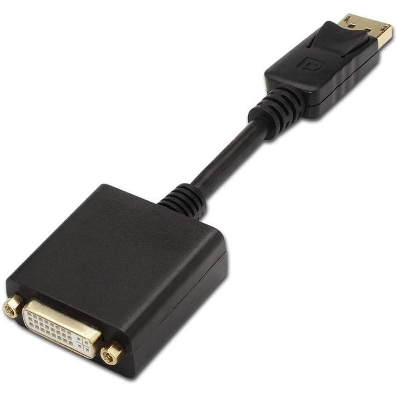 Cabo Conversor A125-0133 da Aisens / Macho Displayport - Fêmea DVI / 15cm / Preto