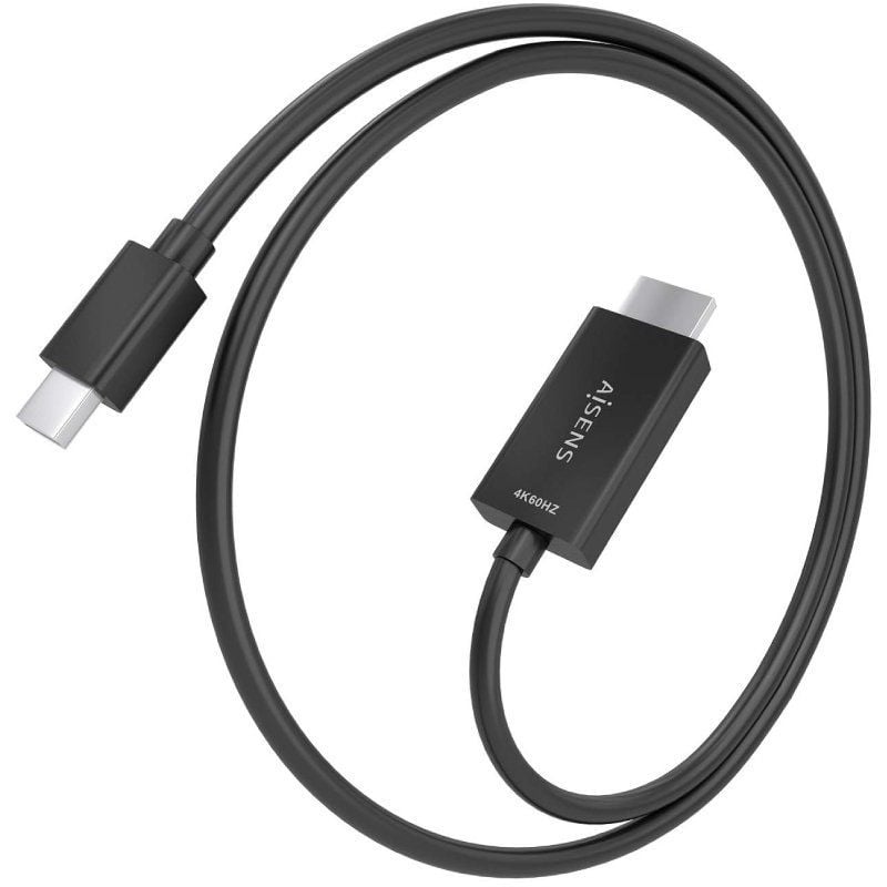 Cabo Conversor Aisens A125-0886 / Mini Displayport Macho - HDMI 4K Macho / 1m / Preto