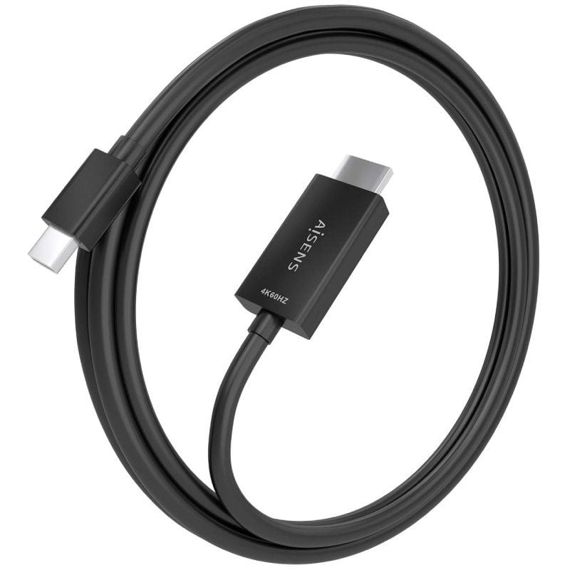 Cabo Conversor Aisens A125-0888 / Mini Displayport Macho - HDMI 4K Macho / 2m / Preto