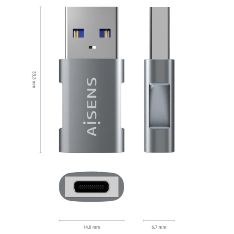 Adaptador Aisens A108-0655 USB 3.2 GEN2 / USB Tipo C Fêmea - USB Macho