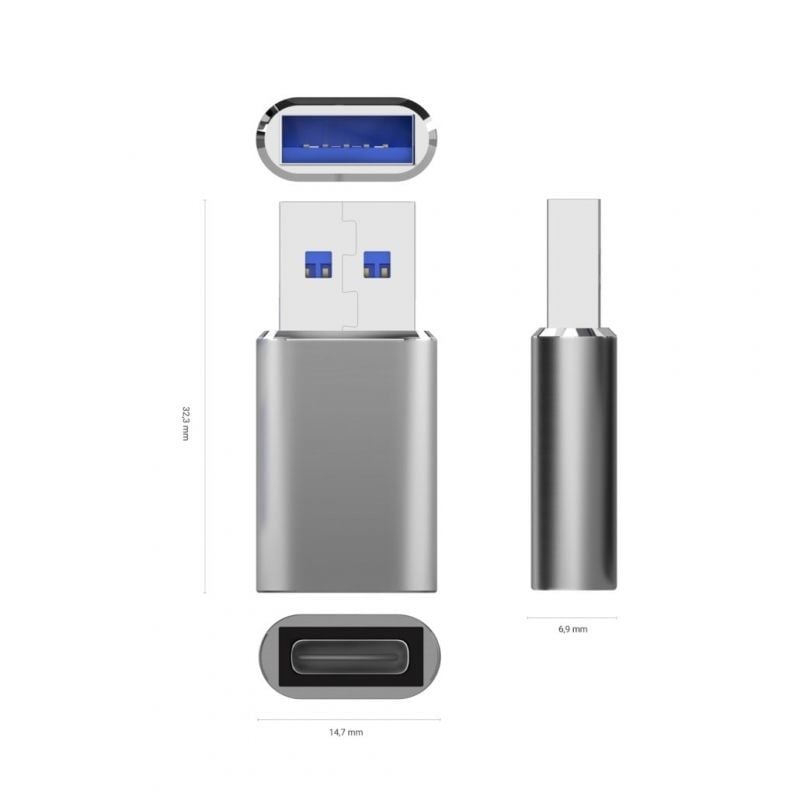 Adaptador Aisens A108-0677 USB 3.2 GEN2 / USB Tipo C Fêmea - USB Macho