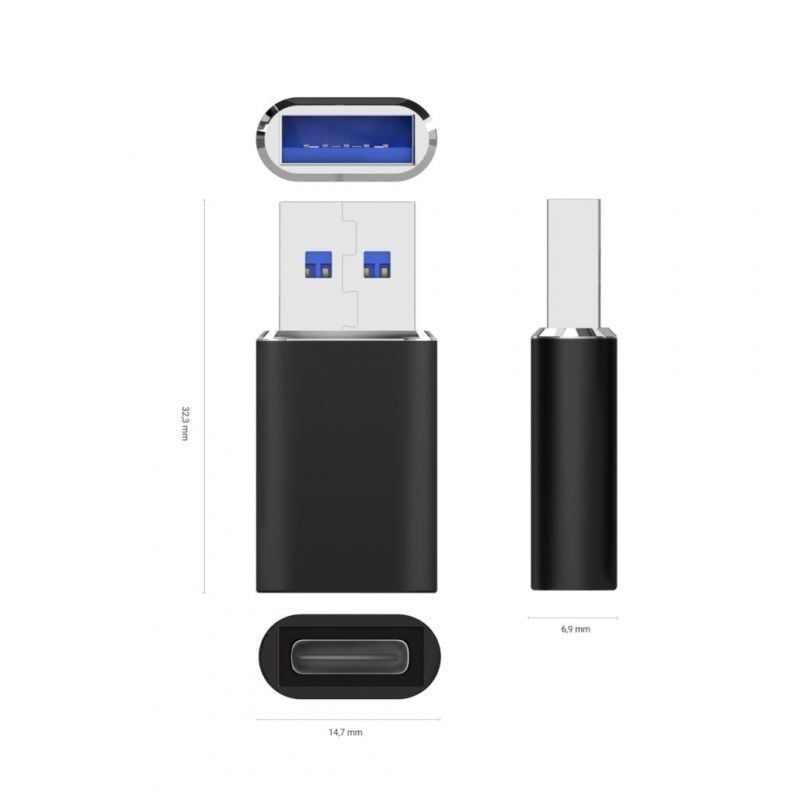 Aisens A108-0678 Adaptador USB 3.2 GEN2 / USB Tipo C Fêmea - USB Macho