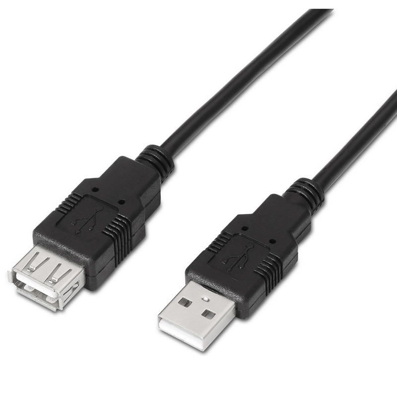 Cabo de Extensão USB 2.0 Aisens A101-0016 / USB Macho - USB Fêmea / Até 2,5w / 60mbps / 1,8m / Preto