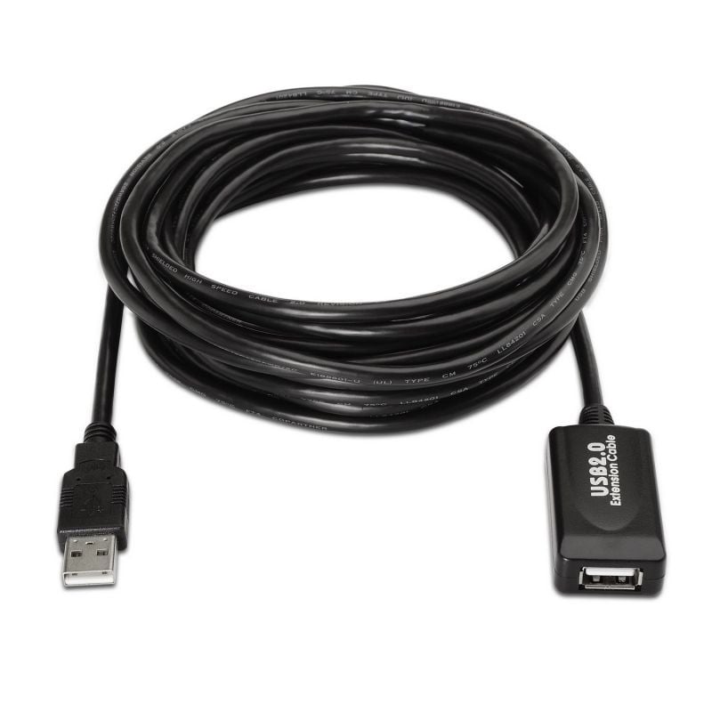 Cabo de Extensão USB 2.0 Aisens A101-0018 / USB Macho - USB Fêmea / Até 2,5w / 60mbps / 5m / Preto