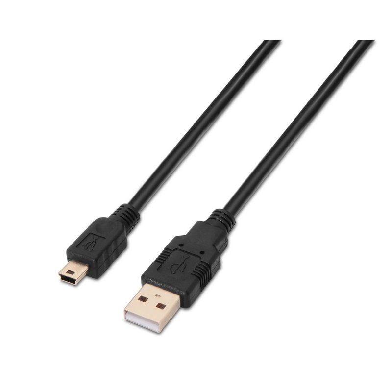 Cabo USB 2.0 Aisens A101-0023 / USB Macho - USB Mini Macho / Até 2,5w / 60mbps / 50cm / Preto