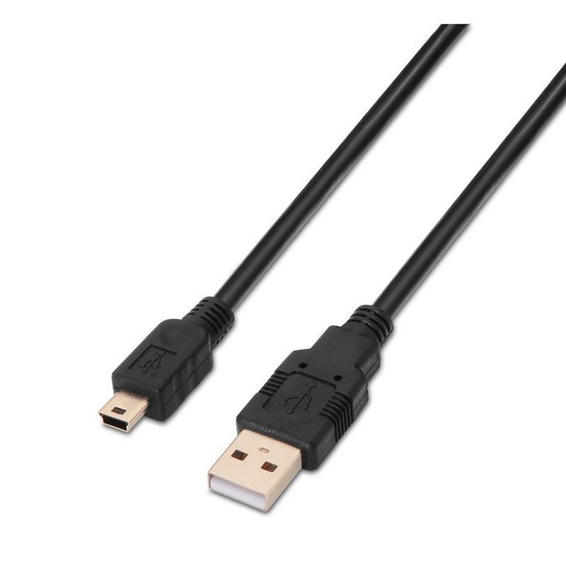 Cabo USB 2.0 Aisens A101-0024 / Macho USB - Macho Miniusb / Até 2,5w / 60mbps / 1m / Preto