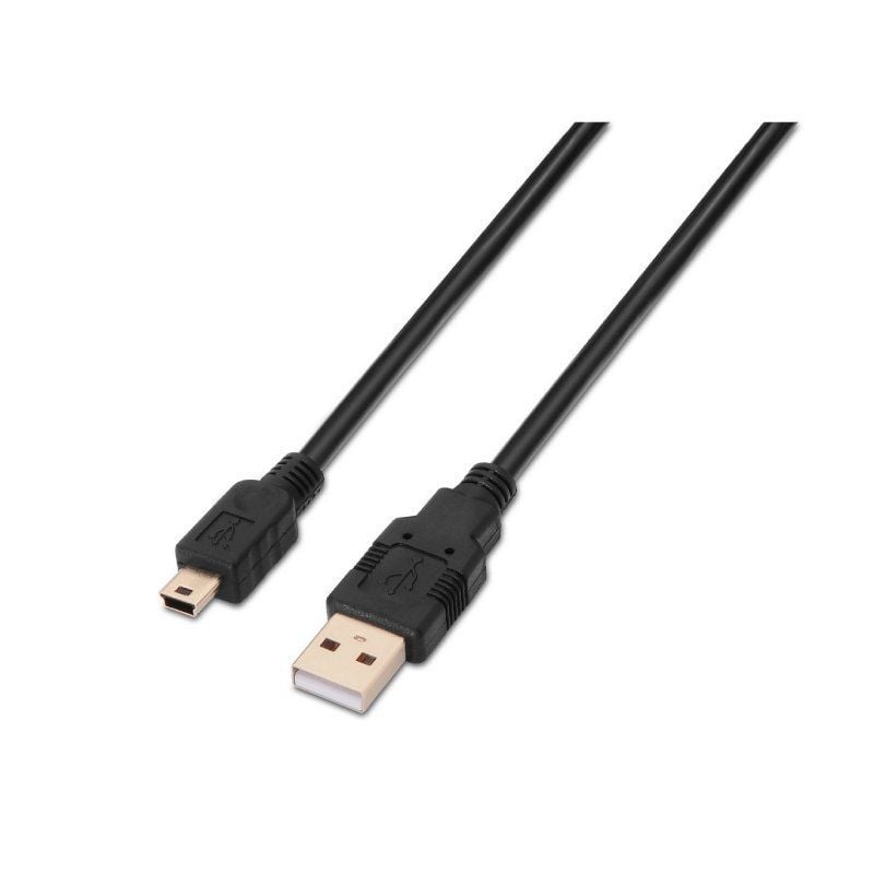Cabo USB 2.0 Aisens A101-0025 / USB Macho - USB Mini / Até 2,5w / 60mbps / 1,8m / Preto
