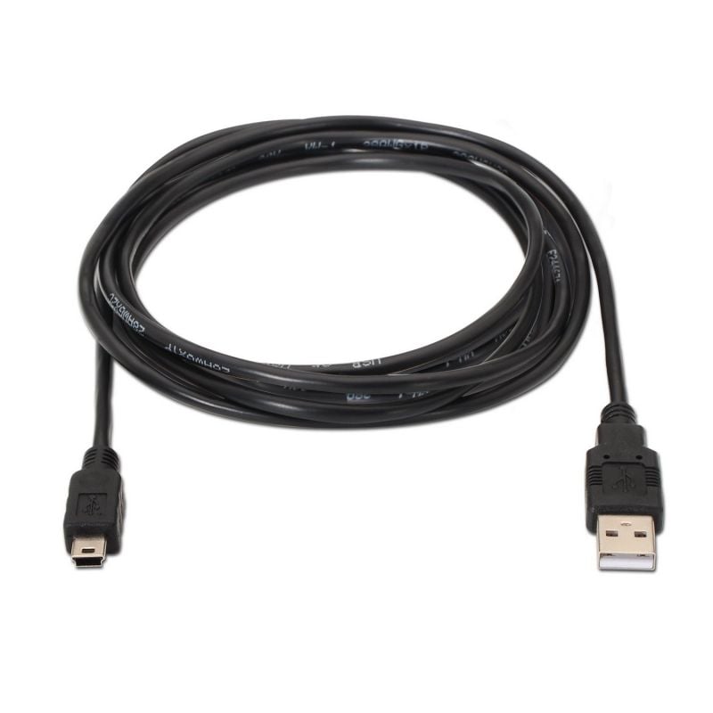 Cabo USB 2.0 Aisens A101-0025 / USB Macho - USB Mini / Até 2,5w / 60mbps / 1,8m / Preto