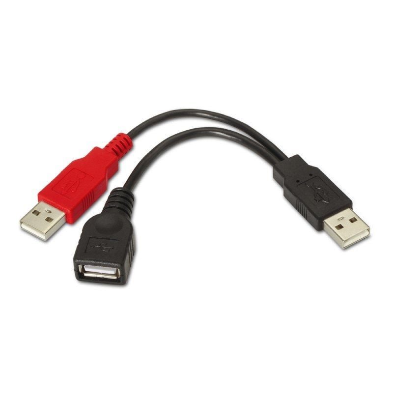 Cabo USB 2.0 + Alimentação Aisens A101-0030 / USB Fêmea + USB Macho + USB Macho - USB Macho / Até 2…