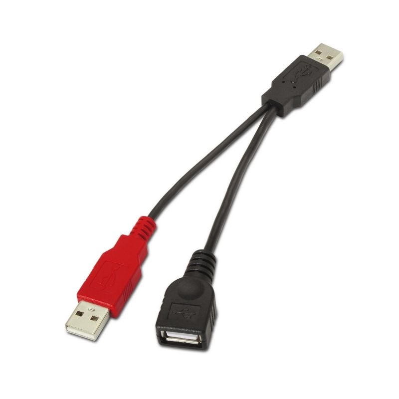 Cabo USB 2.0 + Alimentação Aisens A101-0030 / USB Fêmea + USB Macho + USB Macho - USB Macho / Até 2…