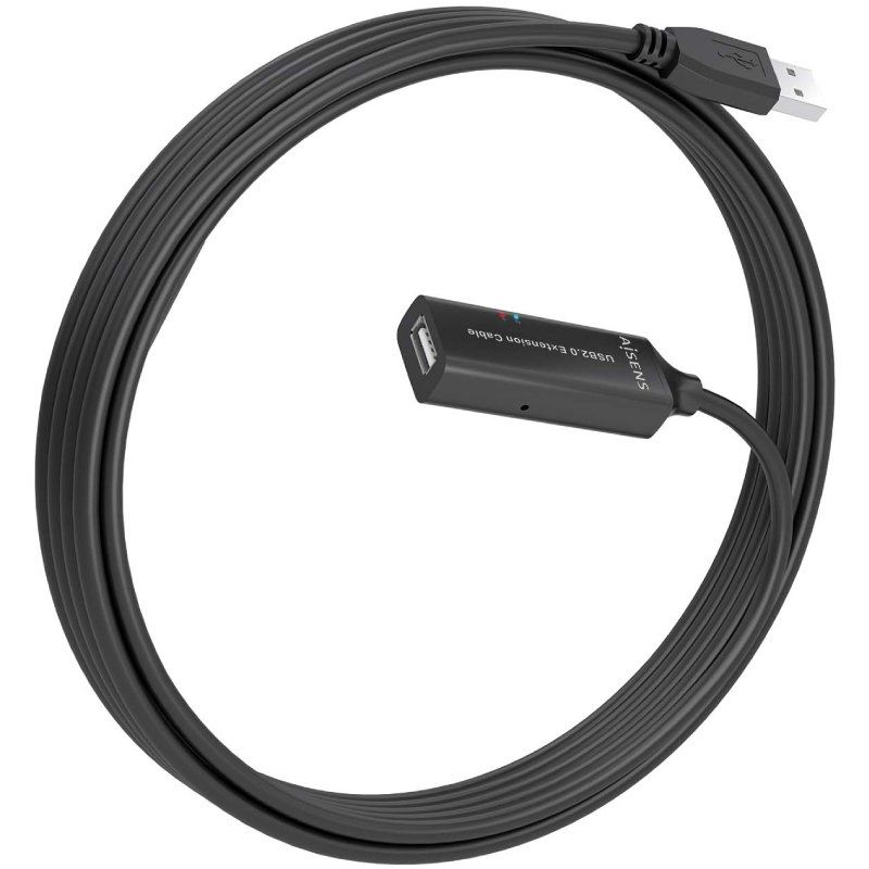 Cabo de Extensão USB 2.0 Aisens A101-0914 / USB Macho - USB Fêmea / 5m / Preto