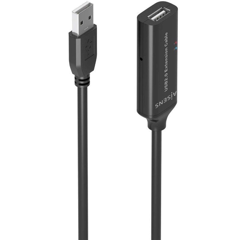Cabo de Extensão USB 2.0 Aisens A101-0915 / USB Macho - USB Fêmea / 10m / Preto