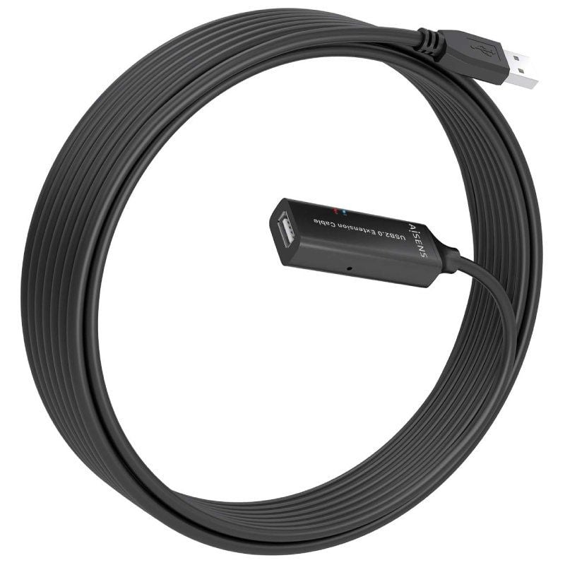 Cabo de Extensão USB 2.0 Aisens A101-0915 / USB Macho - USB Fêmea / 10m / Preto