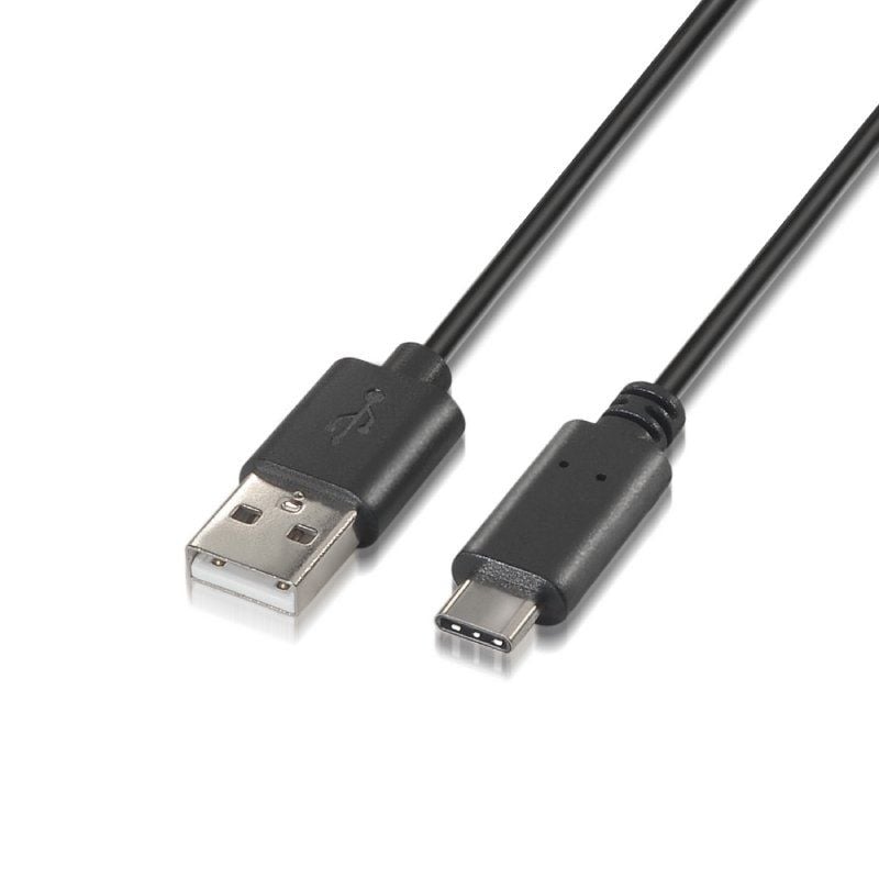 Cabo USB 2.0 Tipo C Aisens A107-0051 / USB Tipo C Macho - USB Macho / Até 9W / 625mbps / 1m / Preto