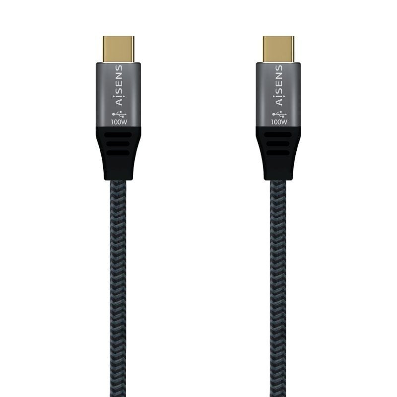 Cabo USB 2.0 Tipo C Aisens A107-0629 5A 100W / USB Tipo C Macho - USB Tipo C Macho / Até 100W / 60m…