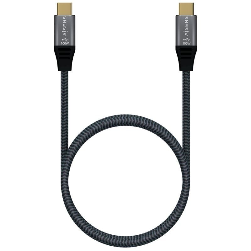 Cabo USB 2.0 Tipo C Aisens A107-0629 5A 100W / USB Tipo C Macho - USB Tipo C Macho / Até 100W / 60m…