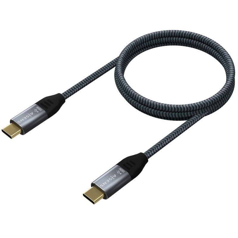 Cabo USB 3.2 Tipo C Aisens A107-0634 20GBPS 5A 100W / USB Tipo C Macho - USB Tipo C Macho / Até 100…