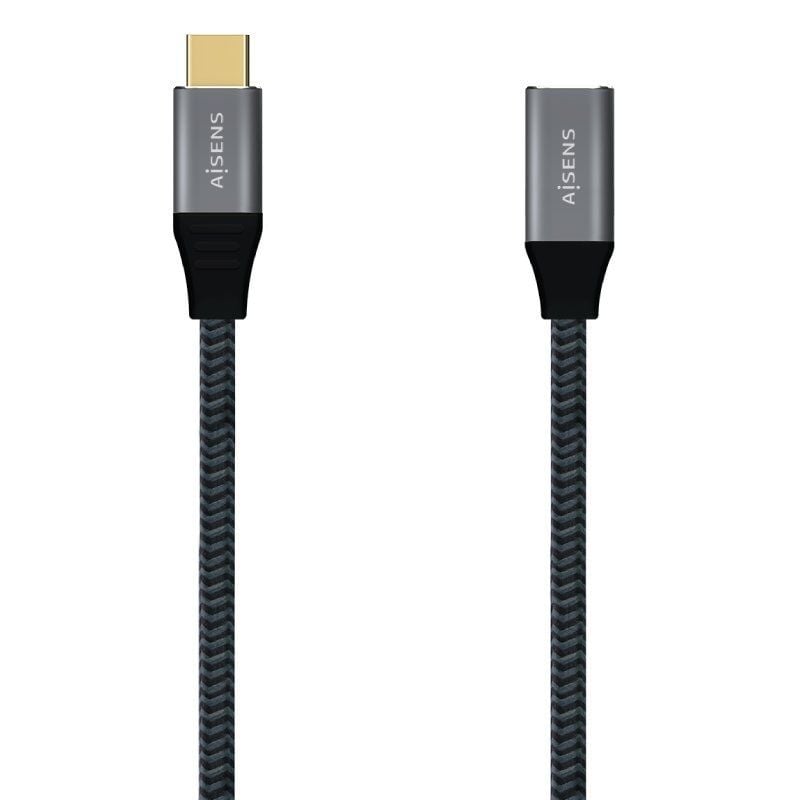 Cabo de Extensão USB 3.2 Tipo C Aisens A107-0635 20GBPS 5A 100W / USB Tipo C Macho - USB Tipo C Fêm…