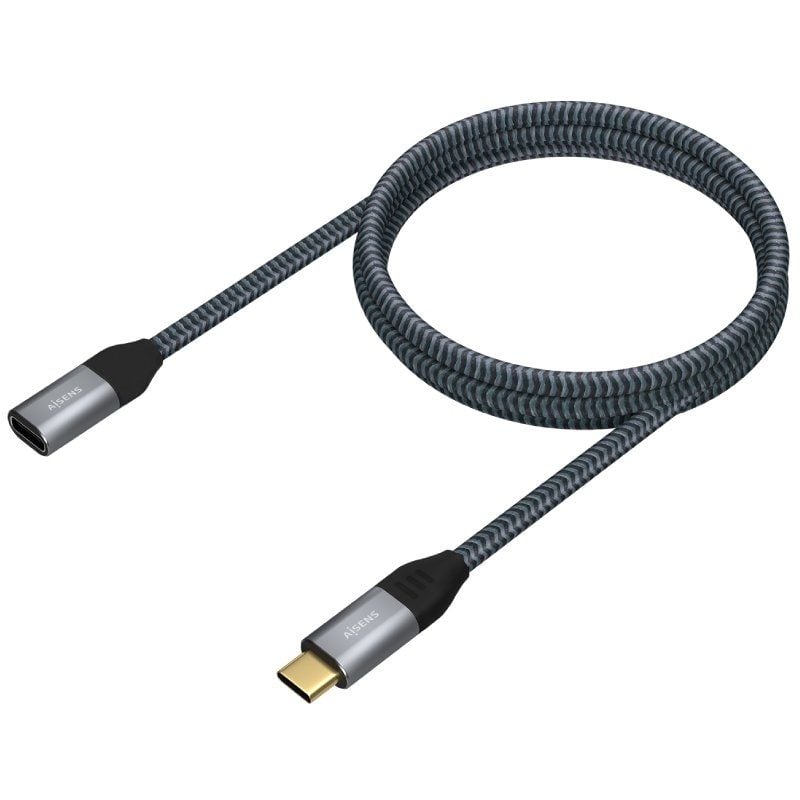Cabo de Extensão USB 3.2 Tipo C Aisens A107-0635 20GBPS 5A 100W / USB Tipo C Macho - USB Tipo C Fêm…