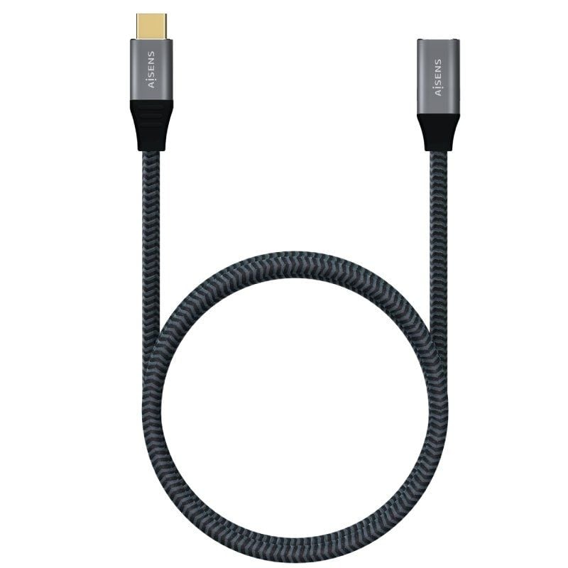 Cabo de Extensão USB 3.2 Tipo C Aisens A107-0635 20GBPS 5A 100W / USB Tipo C Macho - USB Tipo C Fêm…
