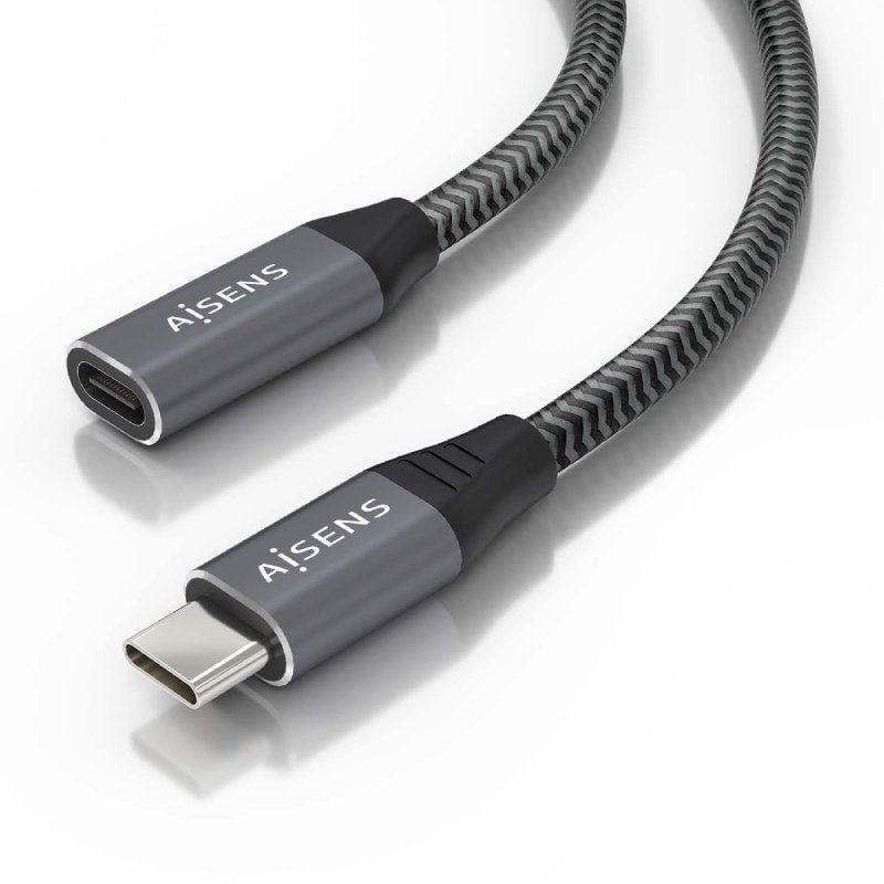 Cabo de Extensão USB 3.2 Aisens A107-0761 / Macho USB Tipo C - Fêmea USB Tipo C / Até 100W / 20gbps…