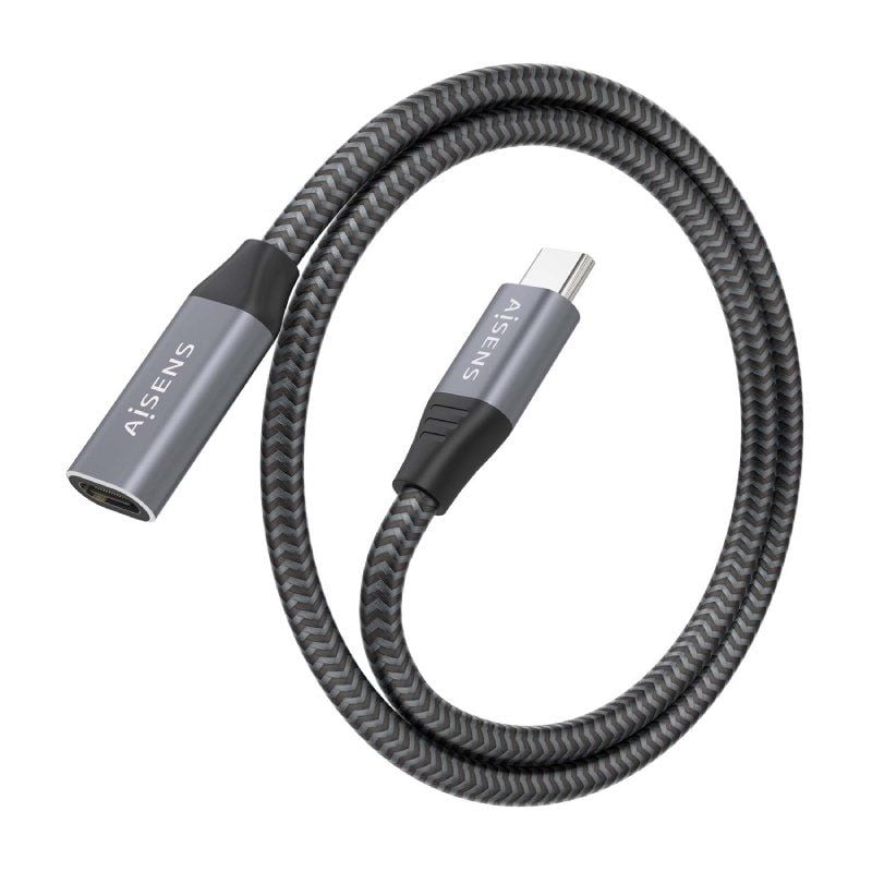 Cabo de Extensão USB 3.2 Aisens A107-0761 / Macho USB Tipo C - Fêmea USB Tipo C / Até 100W / 20gbps…