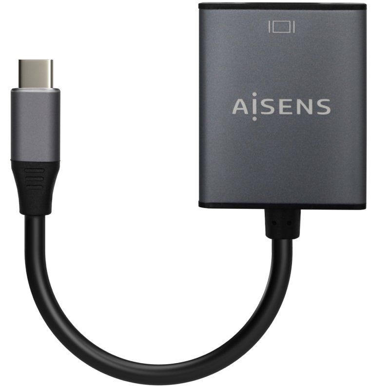 Conversor Aisens A109-0691 / USB Tipo C Macho - VGA Fêmea / Até 27W / 1250mbps / 15cm / Cinzento