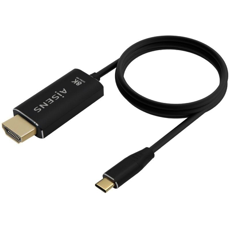 Cabo Conversor Aisens A109-0712 / USB Tipo C Macho - HDMI 8K Macho / Até 27W / 6000mbps / 2m / Preto