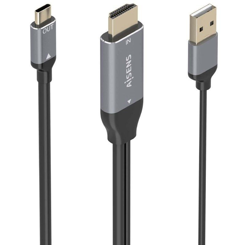 Cabo Conversor Aisens A109-0871 / Macho HDMI / Macho USB - Macho USB Tipo C / 1,8 M / Preto