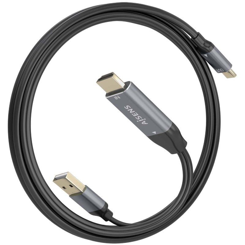 Cabo Conversor Aisens A109-0871 / Macho HDMI / Macho USB - Macho USB Tipo C / 1,8 M / Preto