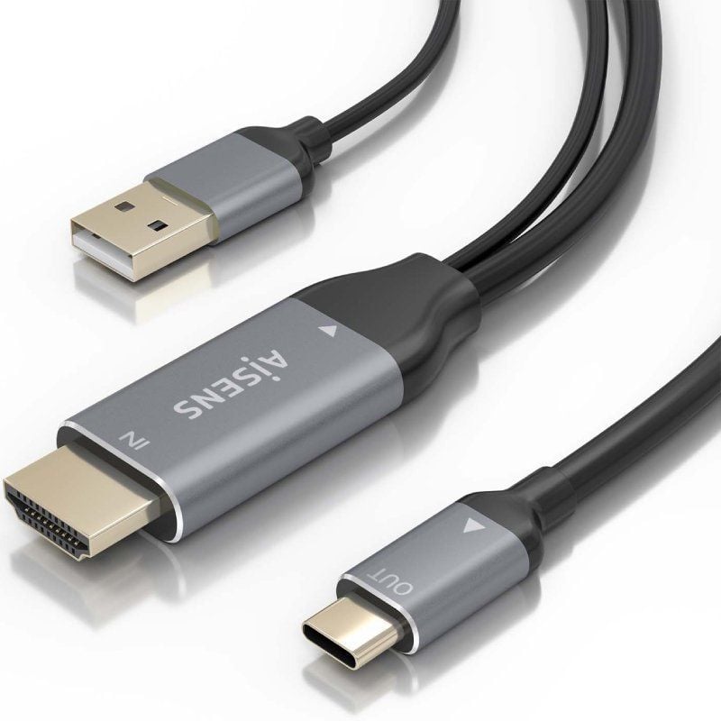 Cabo Conversor Aisens A109-0871 / Macho HDMI / Macho USB - Macho USB Tipo C / 1,8 M / Preto
